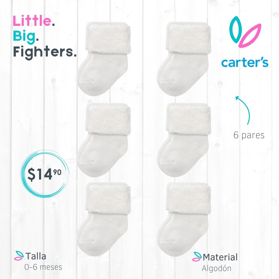 Set 6 pares de medias Carter´s / 0- 6 meses