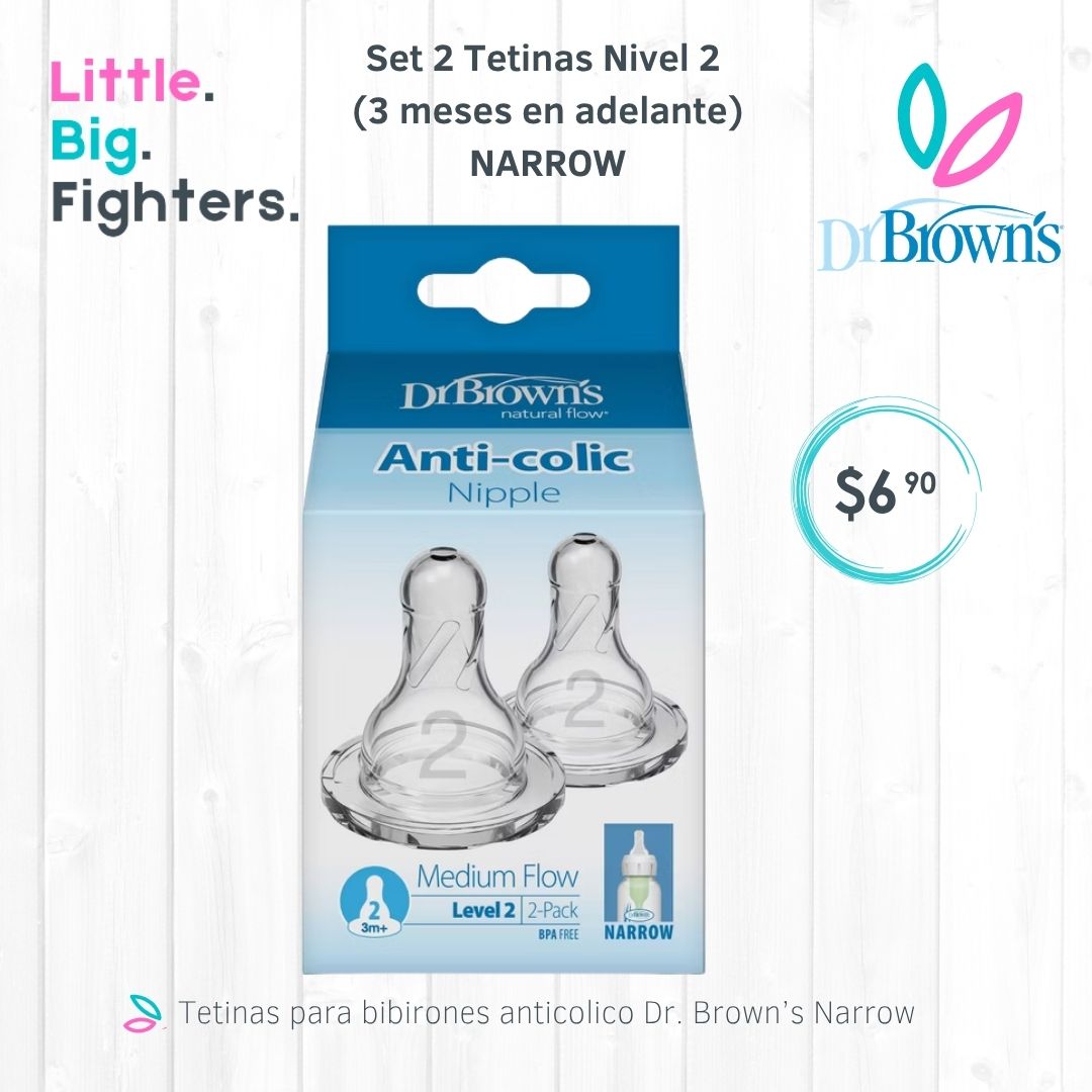 Set 2 Tetinas Nivel 2 (3meses+) Boca estrecha