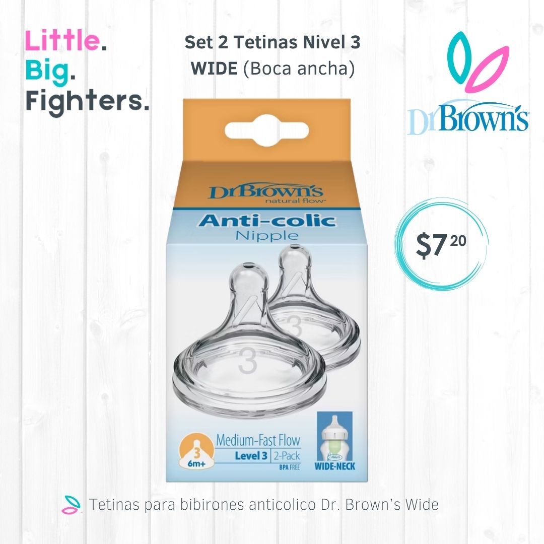 Set 2 Tetinas Nivel 3 (6meses+) Boca Ancha