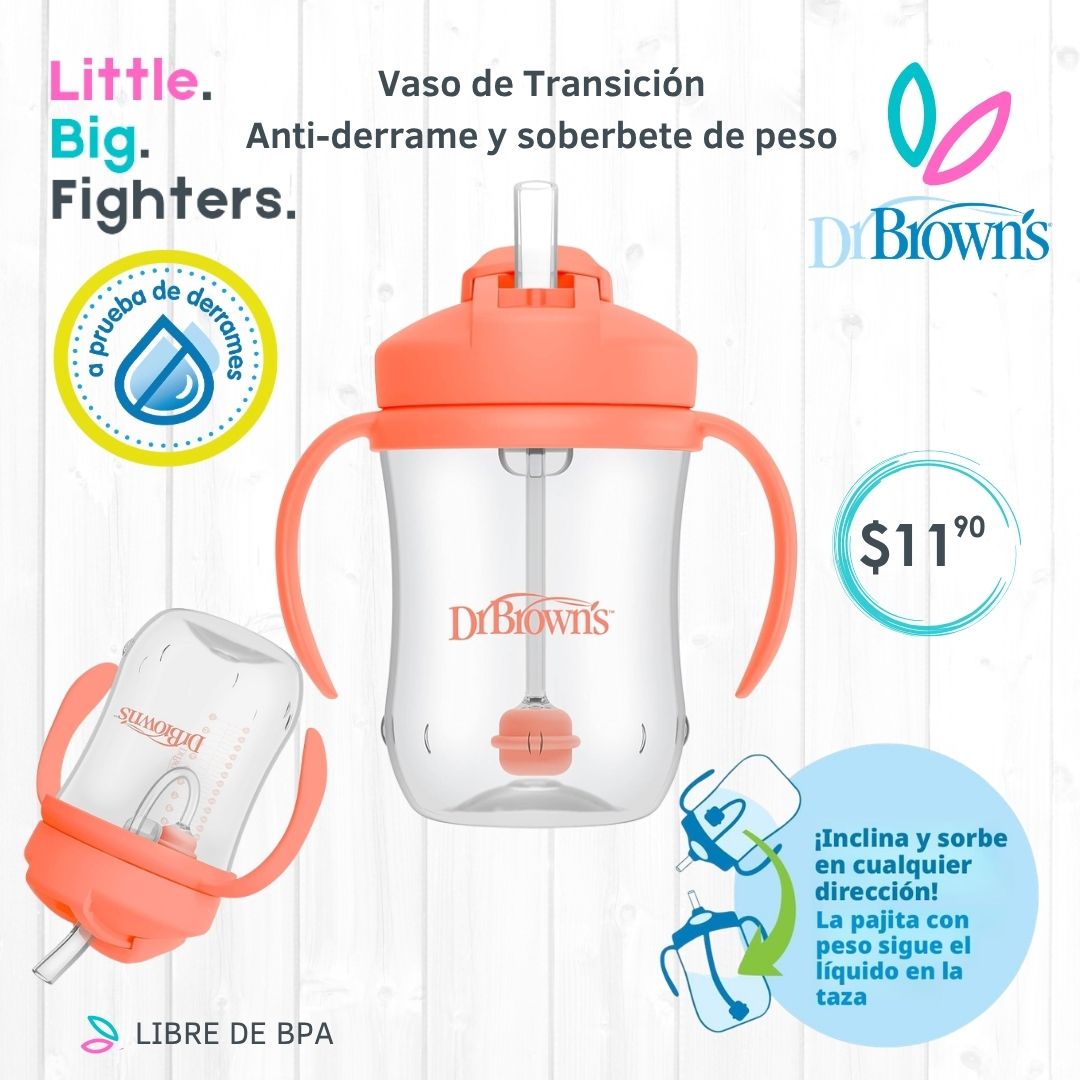 Vaso de Transición Anti-derrame Dr Brown's Coral