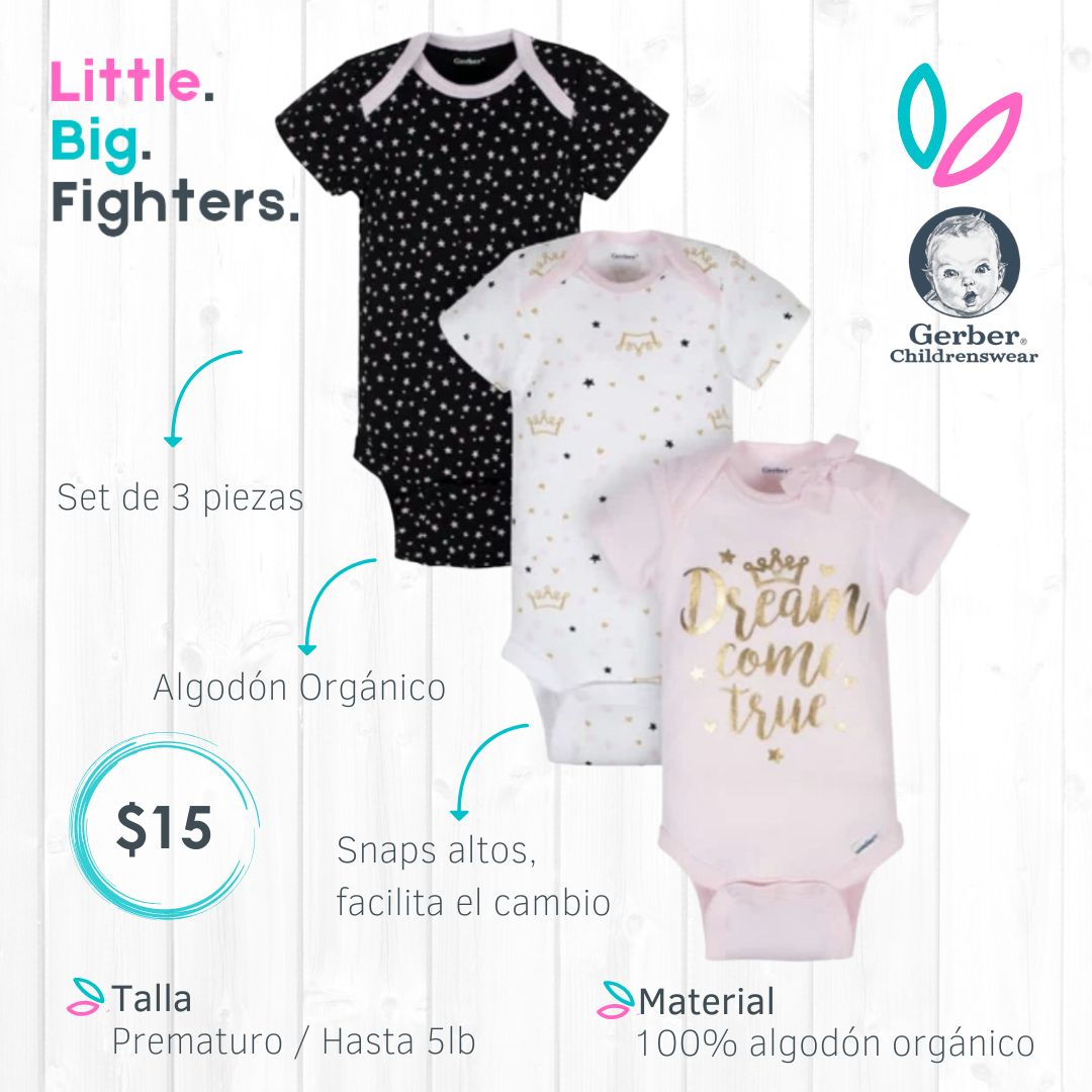 Set 3 Bodies Gerber / T: Prematuro hasta 5lb