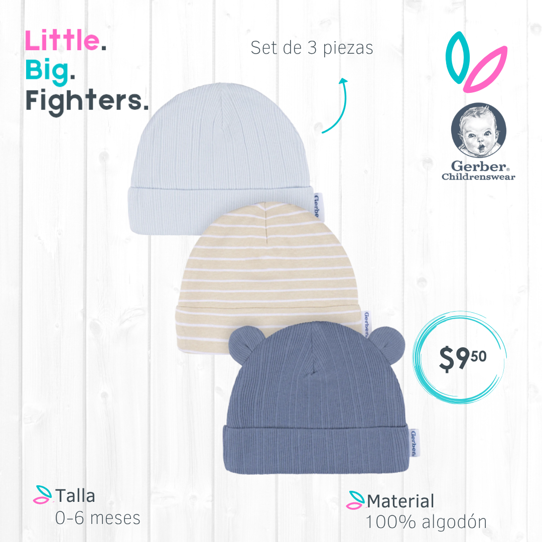 Set 3 gorritos Gerber / 0-6 meses