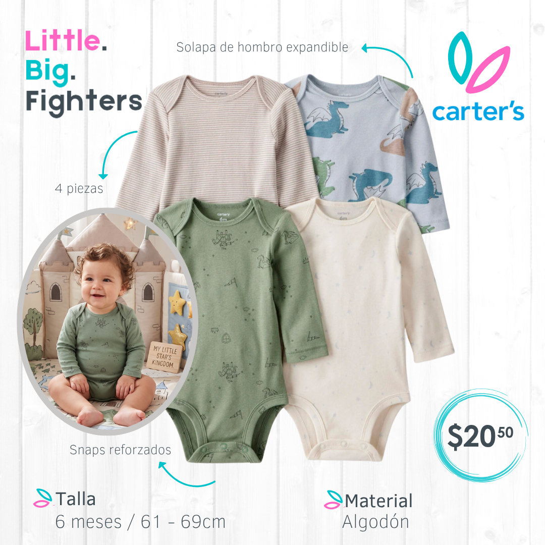 Set 4 bodies Carter's / 6 meses