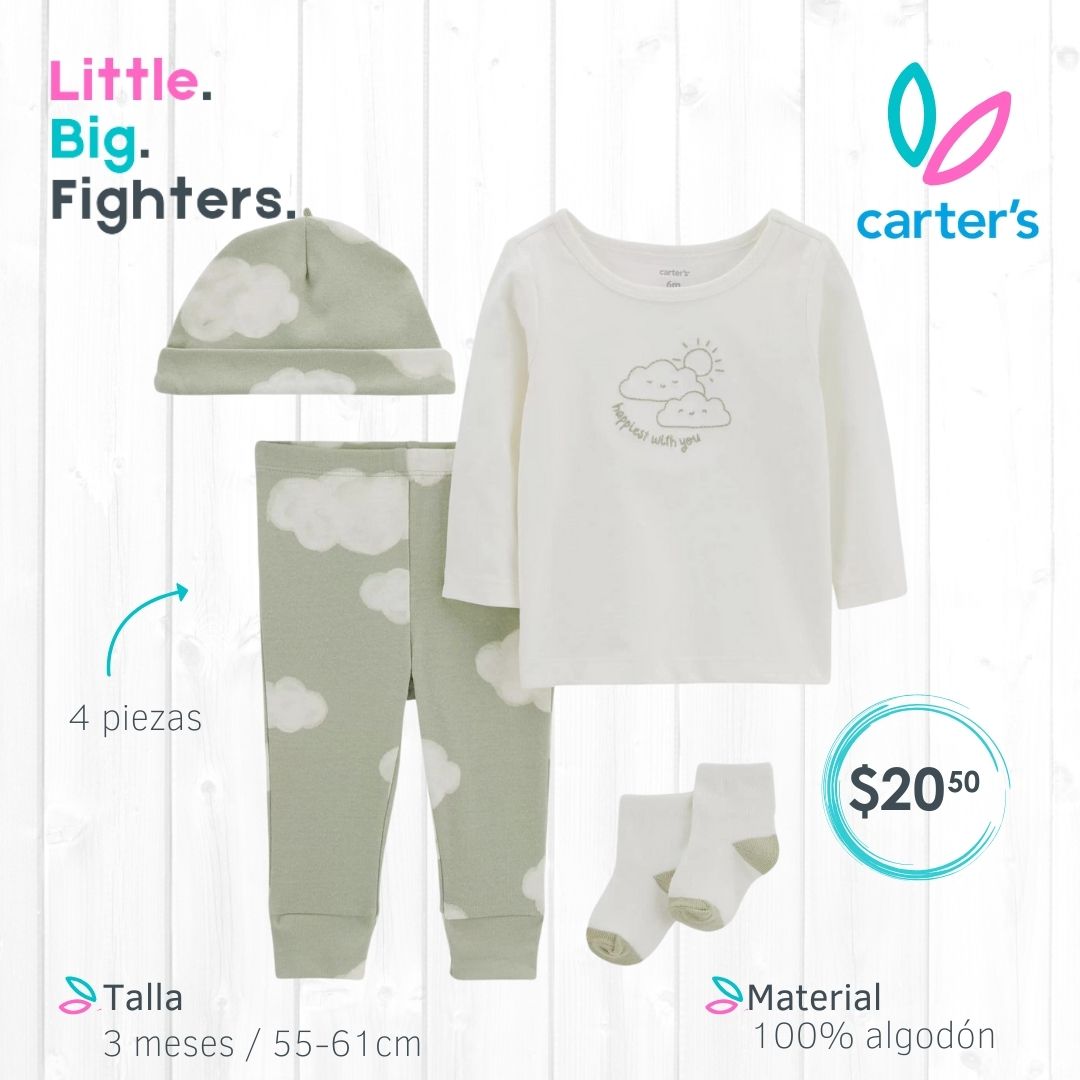 Set 4 piezas Carters / T. 3 meses