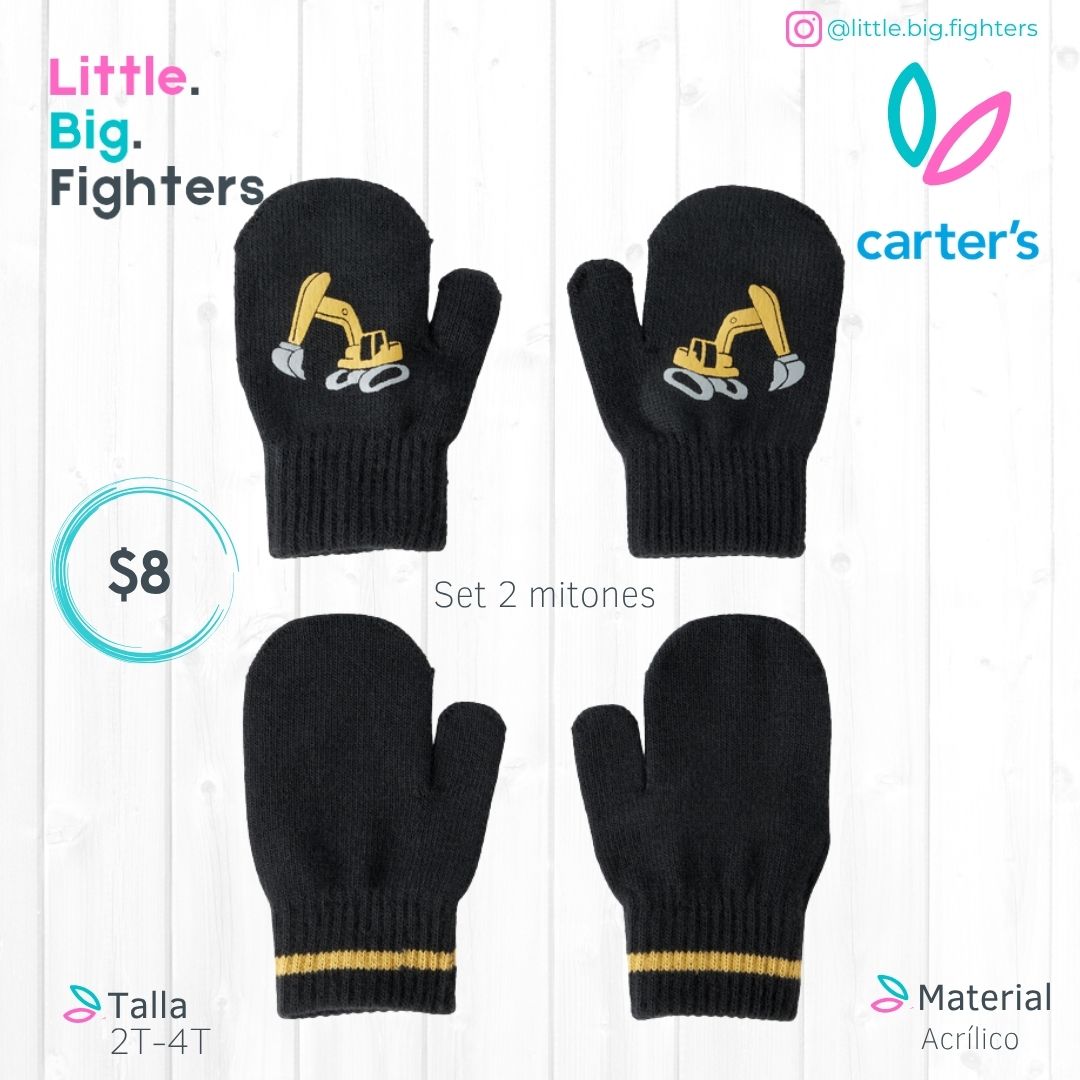 Set 2 mitones Cater's / 2T-4T Negro