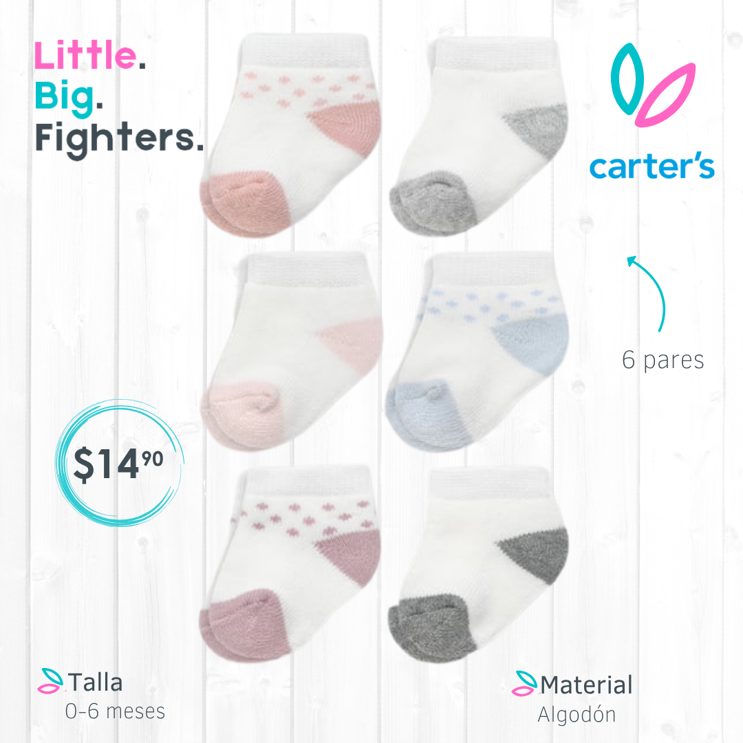 Set 6 pares de medias Carter´s / 0- 6 meses