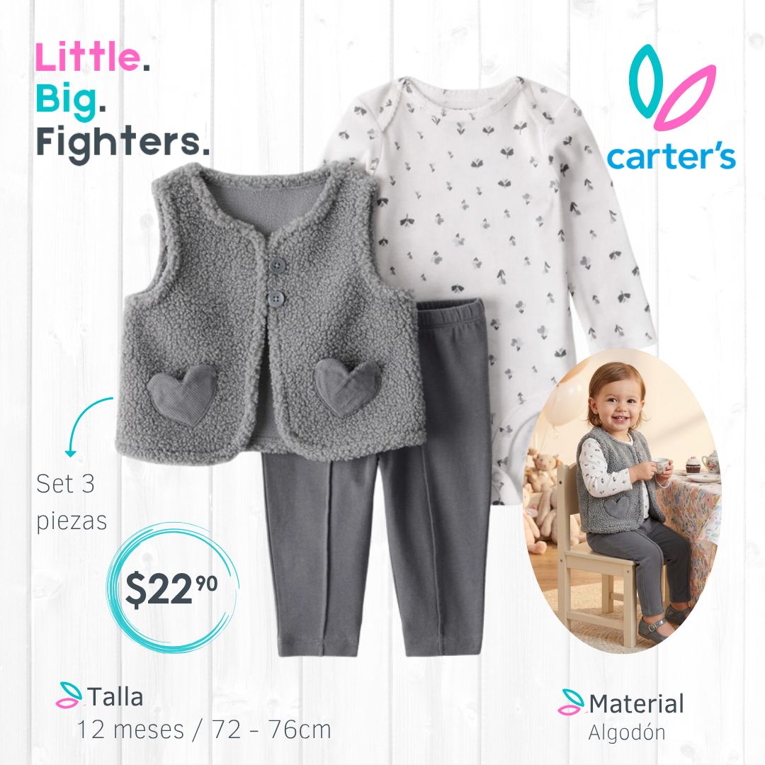 Set 3 piezas Carter's / 12 meses Gris