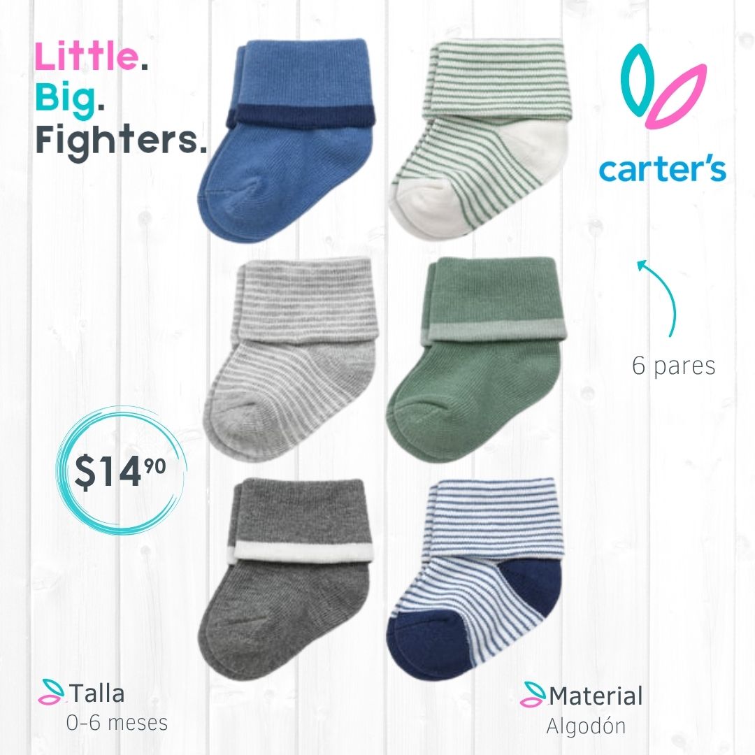 Set 6 pares de medias Carter´s / 0- 6 meses