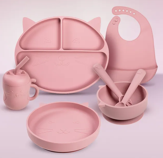 Set de Alimentación de Silicona 7 piezas Carestino (Rosa)