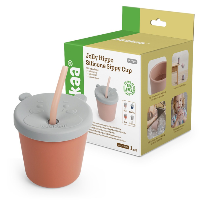 Vaso de silicón con sorbete Jolly Hippo Haakaa