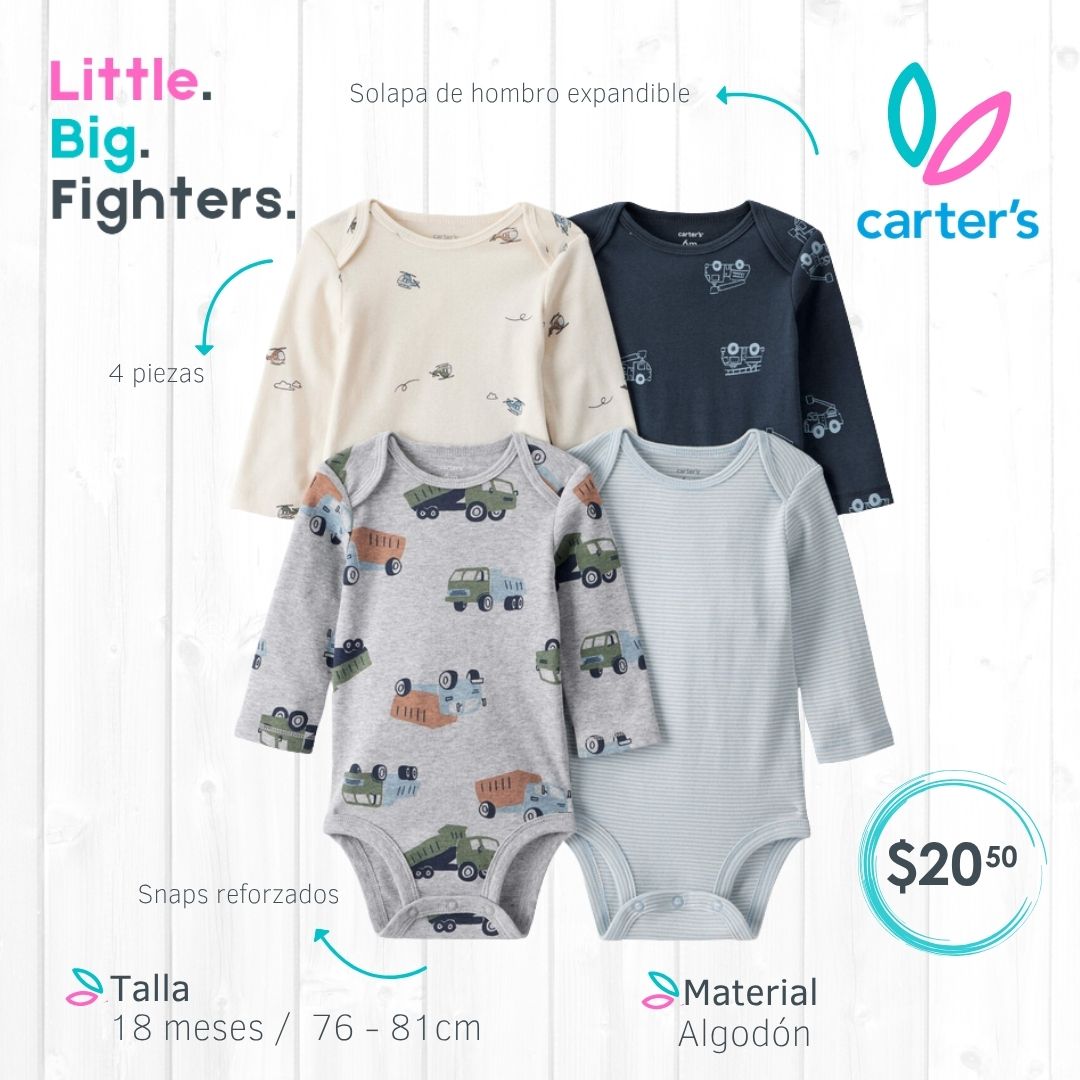 Set 4 bodies Carters / 18 meses