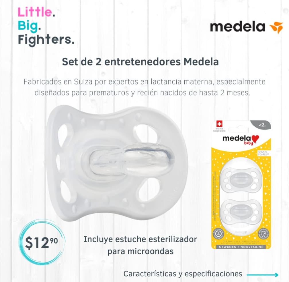 Set 2 chupones más caja esterilizadora Medela (Prematuros y RN)