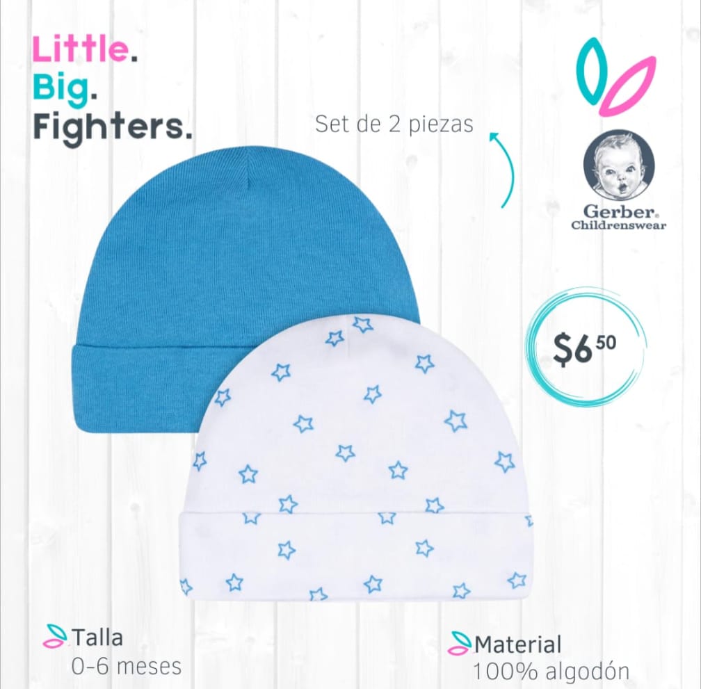 Set 2 gorritos Gerber / 0-6 meses