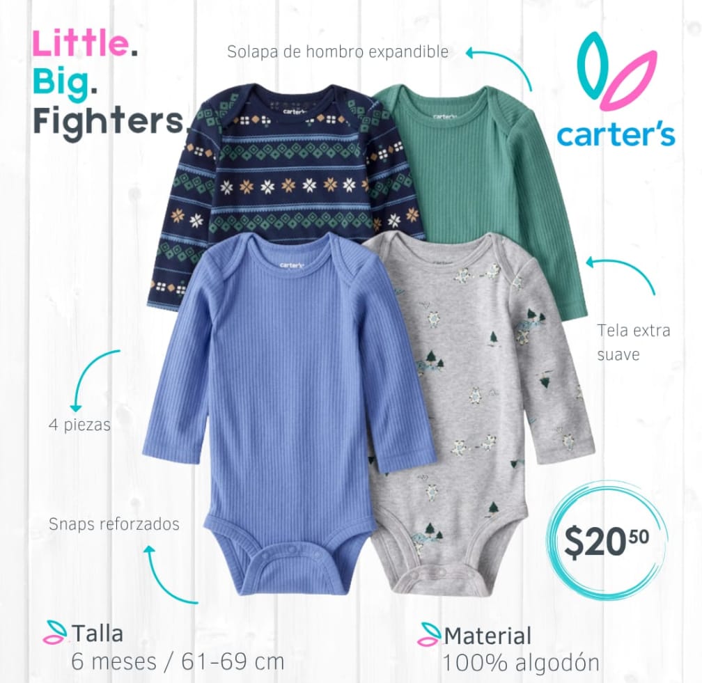 Set 4 bodies Carter´s / 6 meses