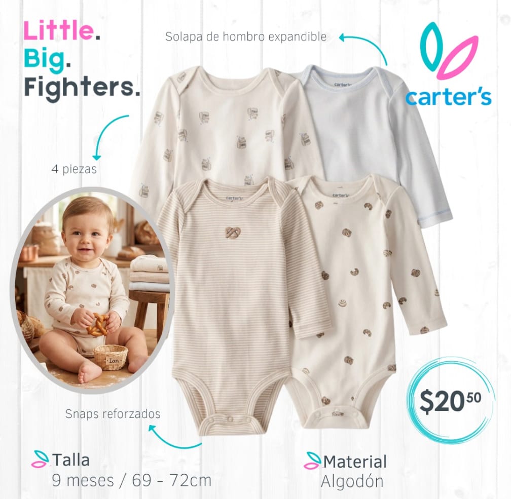 Set 4 bodies Carter's / 9 meses